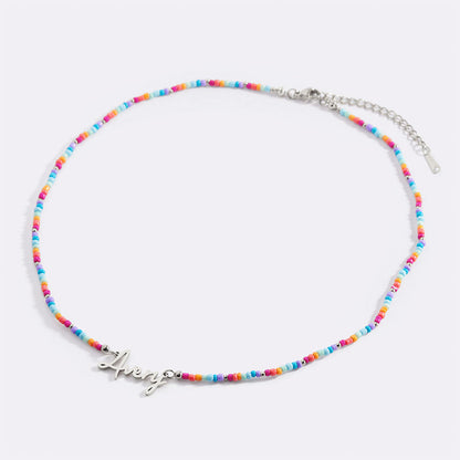 Beach Vibes Beaded Fairy Name Necklace