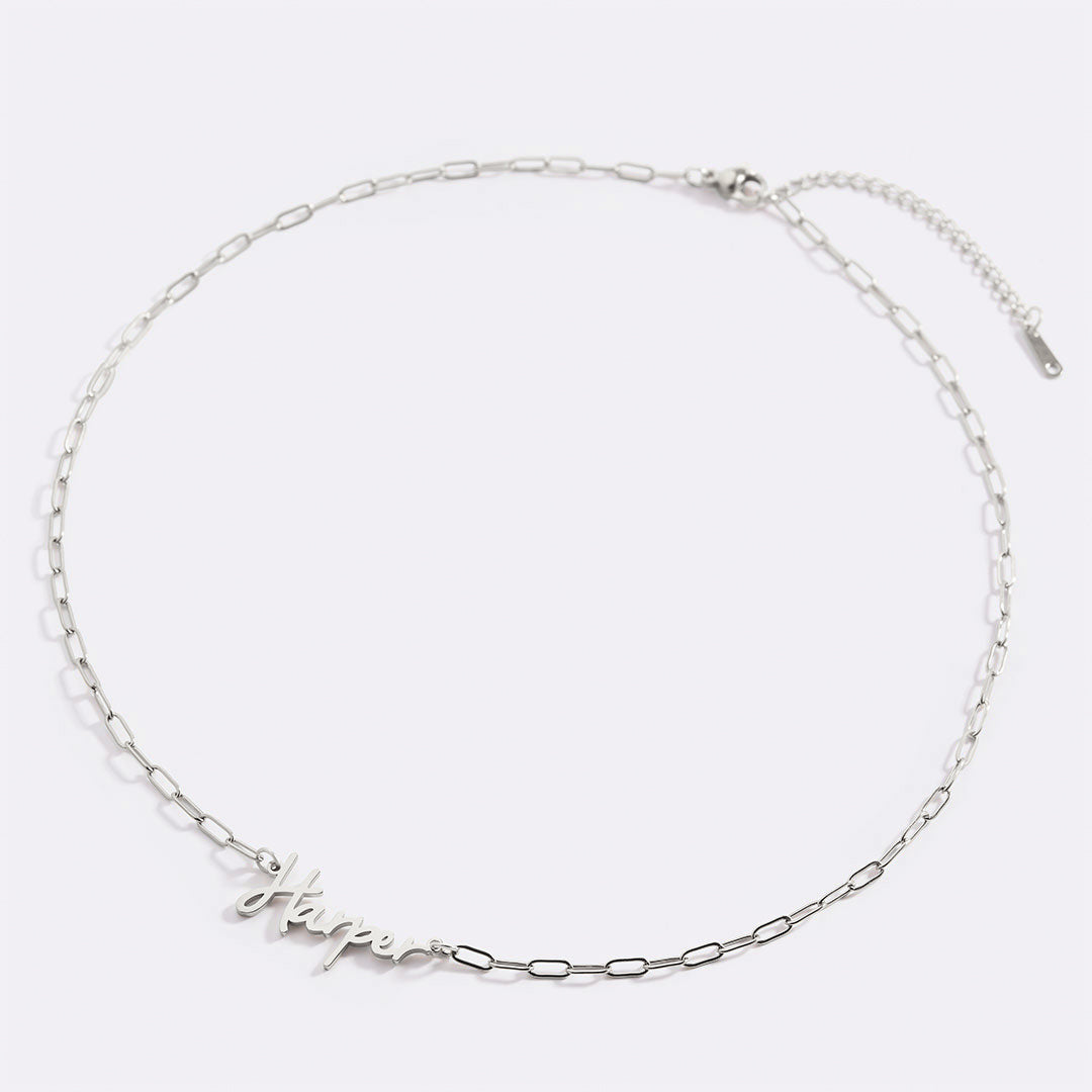 Fairy Name Necklace with Paperclip Chain