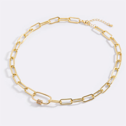 Link Chain Necklace with Pave Carabiner