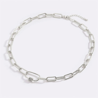 Link Chain Necklace with Pave Carabiner