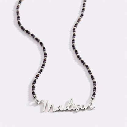 Onyx Beaded Fairy Name Necklace