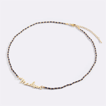 Onyx Beaded Fairy Name Necklace