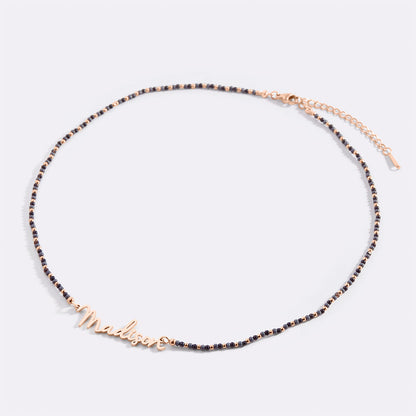 Onyx Beaded Fairy Name Necklace