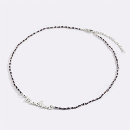 Onyx Beaded Fairy Name Necklace