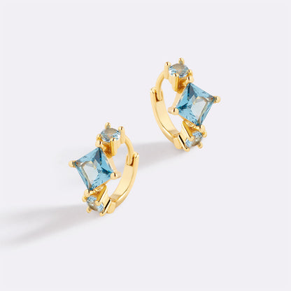 Aquamarine Huggie Hoops