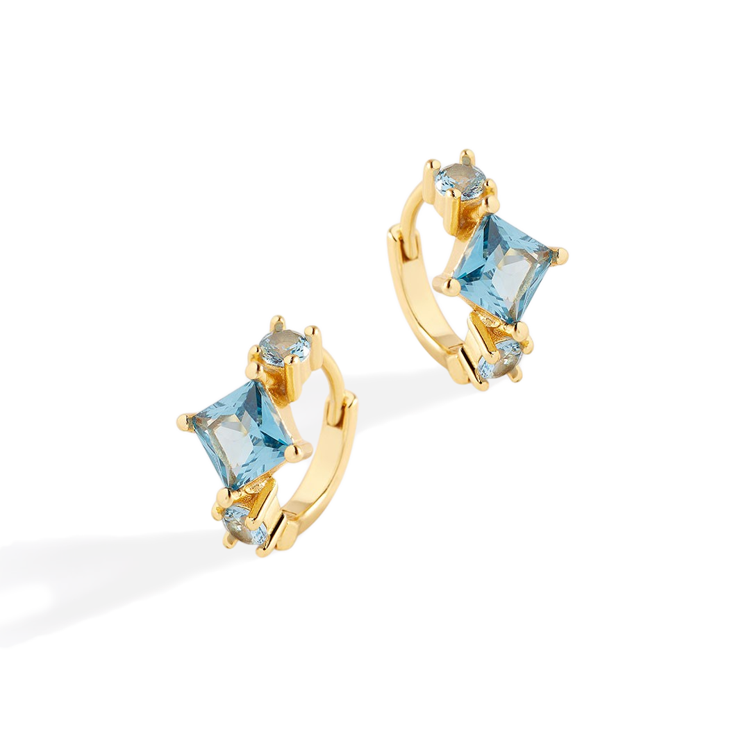 Aquamarine Huggie Hoops