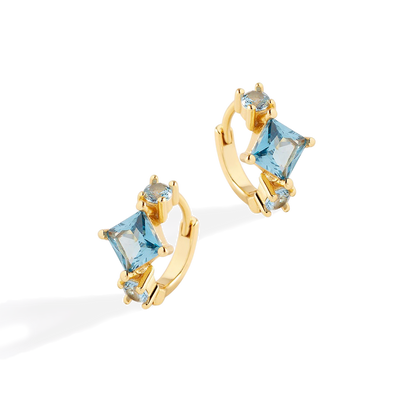 Aquamarine Huggie Hoops