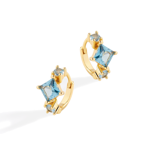 Aquamarine Huggie Hoops