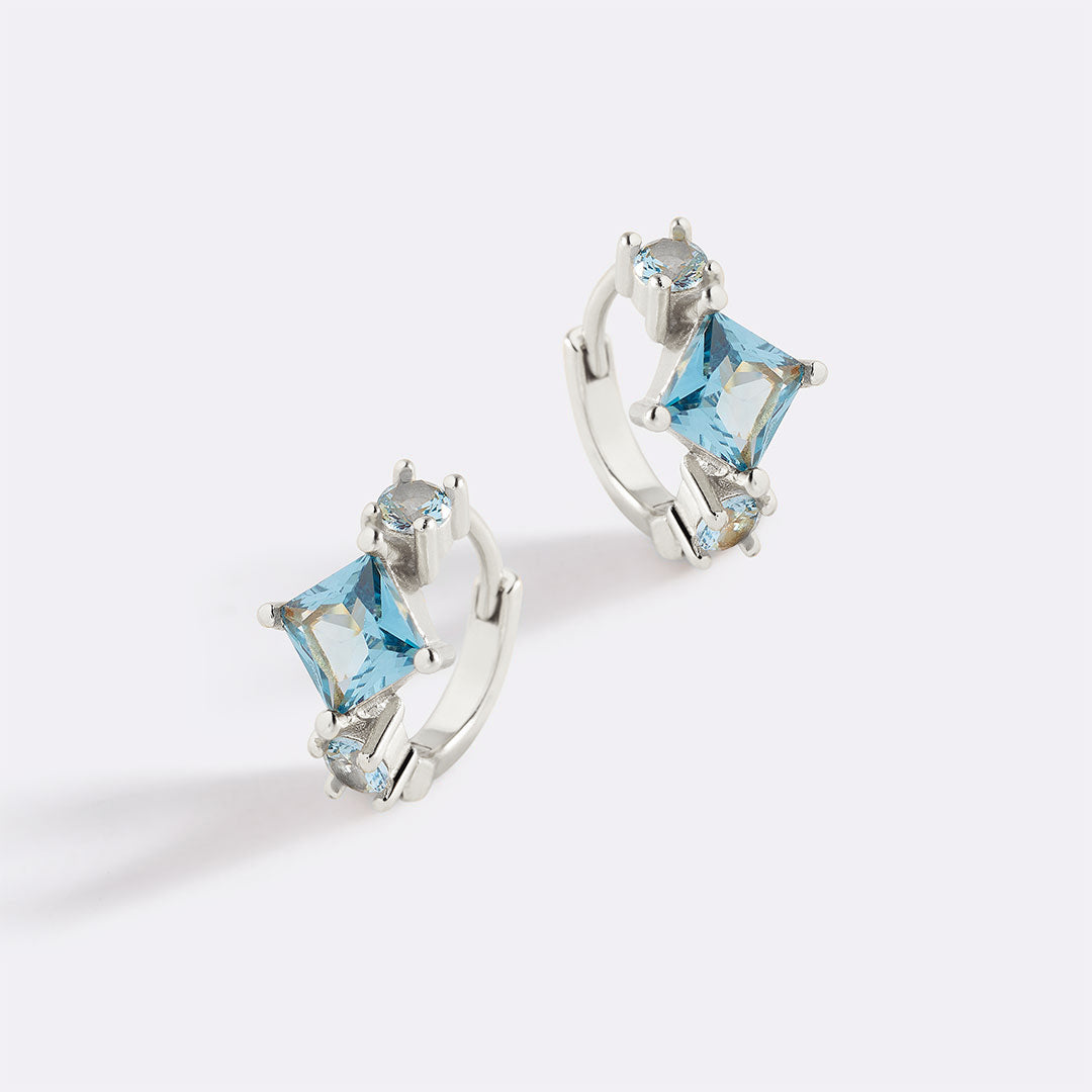 Aquamarine Huggie Hoops