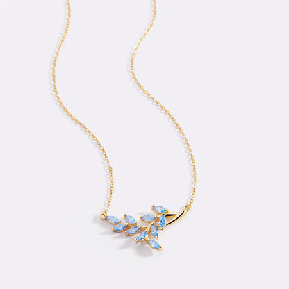 Birthstone Leaf Pendant Necklace