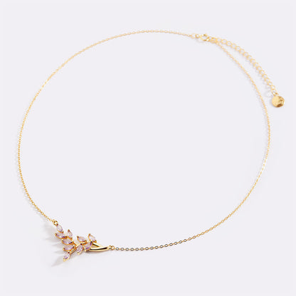 Birthstone Leaf Pendant Necklace