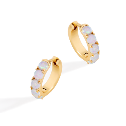 Blue Opal Huggie Earrings