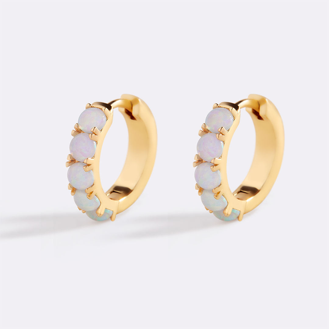 Blue Opal Huggie Earrings