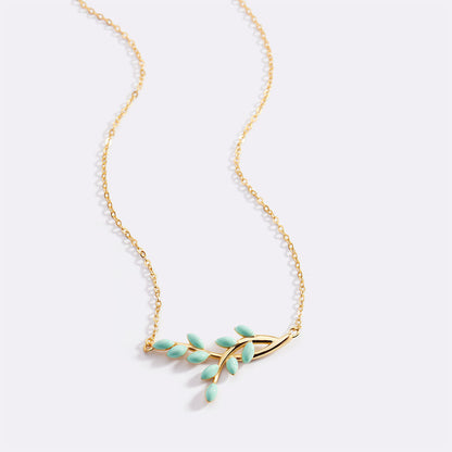 Enamel Leaf Pendant Necklace