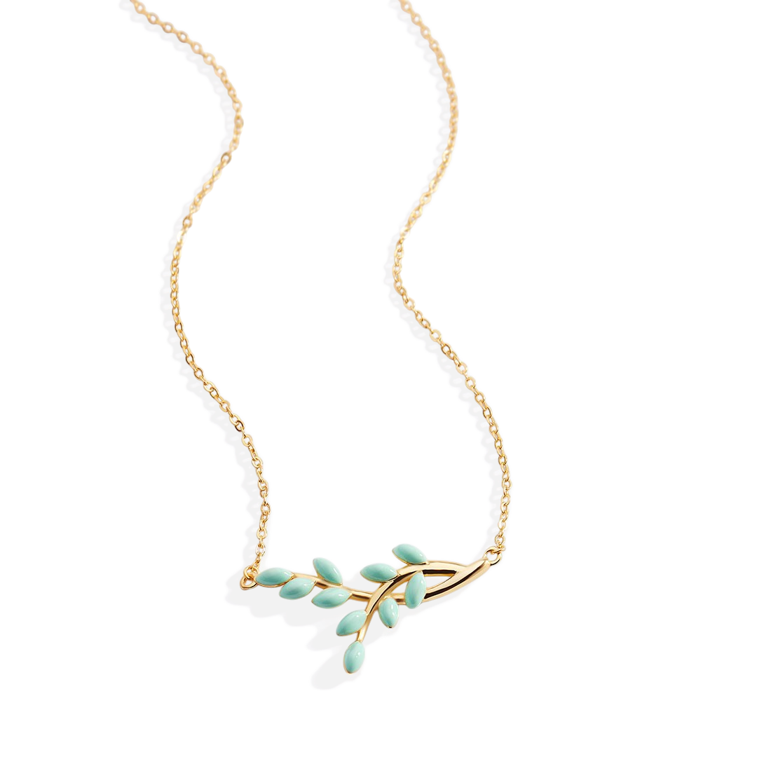Enamel Leaf Pendant Necklace