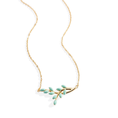 Enamel Leaf Pendant Necklace