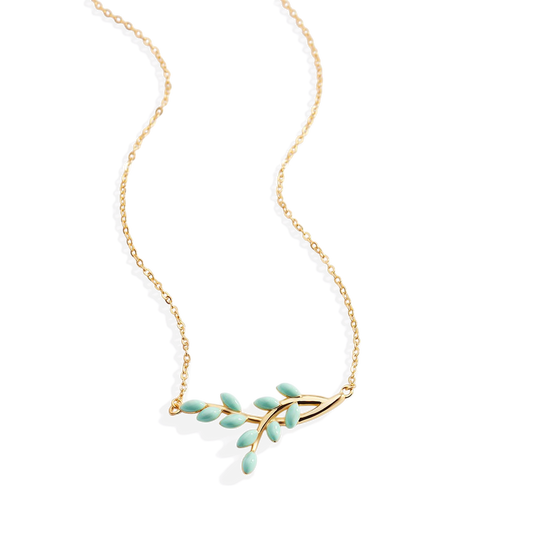 Enamel Leaf Pendant Necklace