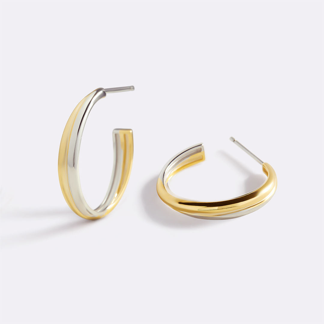 Mixed Metal Crossover Earrings