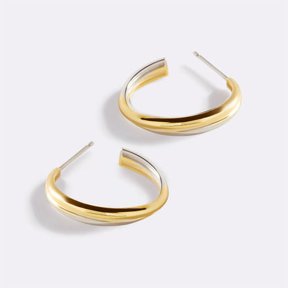 Mixed Metal Crossover Earrings