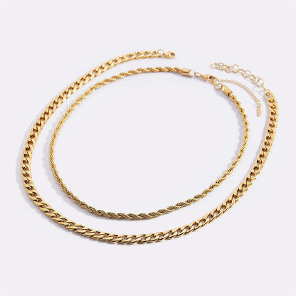 Rope & Cuban Layered Necklace Duo