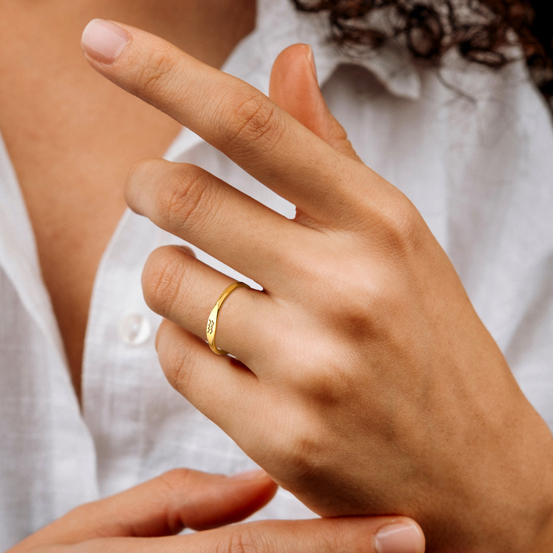 Minimalist Zodiac Stacking Band