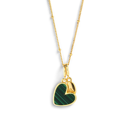 Malachite Heart Initial Necklace