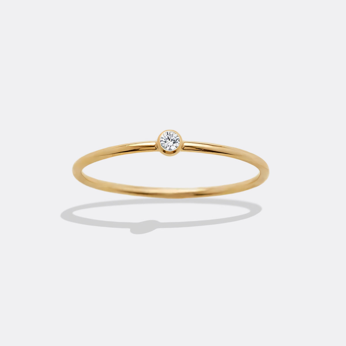 Minimalist Bezel-Set April Birthstone Stacking Band