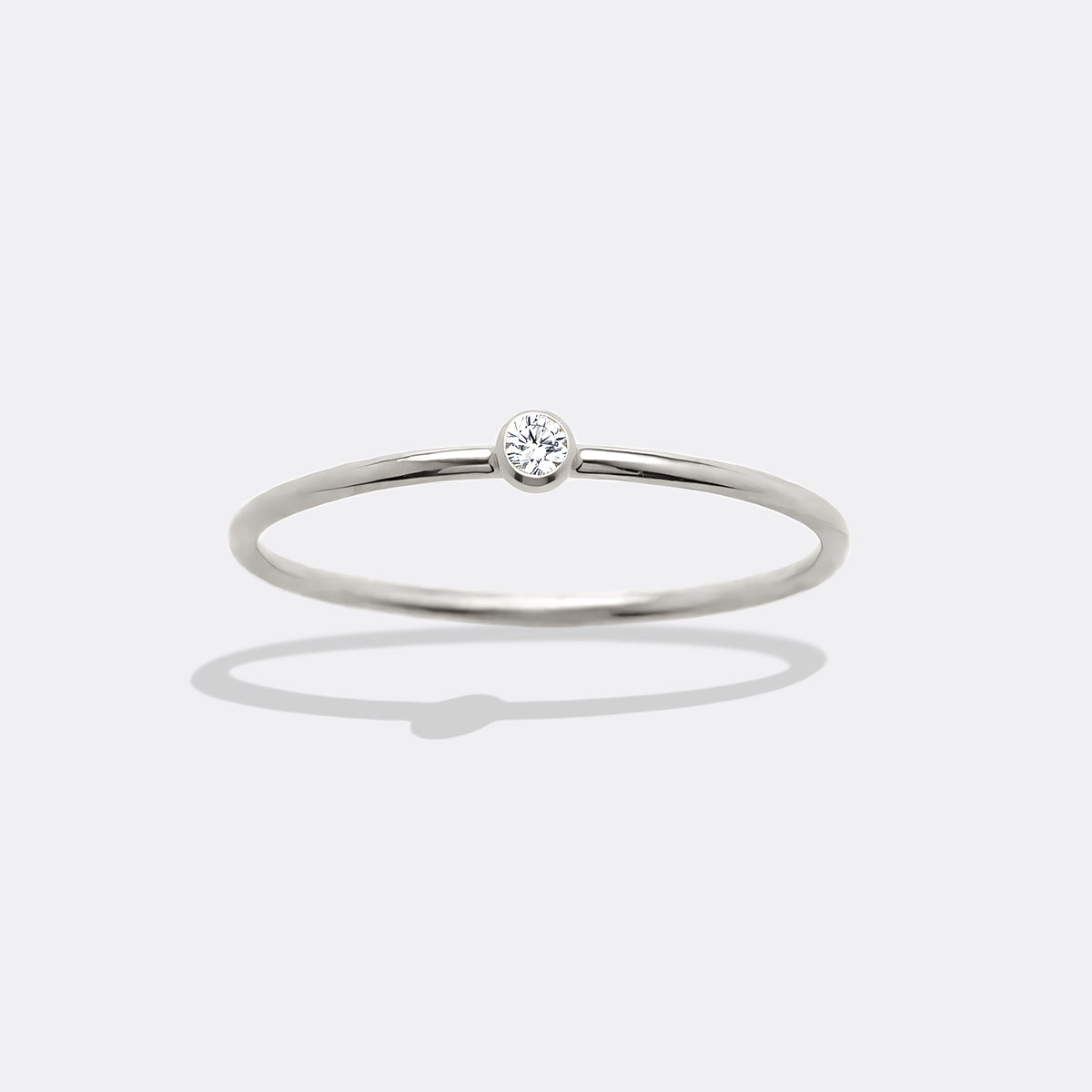 Minimalist Bezel-Set April Birthstone Stacking Band