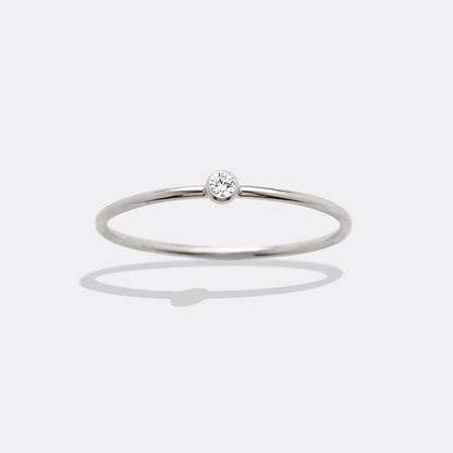 Minimalist Bezel-Set April Birthstone Stacking Band