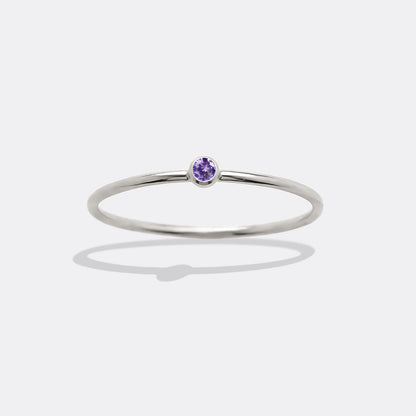 Minimalist Bezel-Set February Birthstone Stacking Band