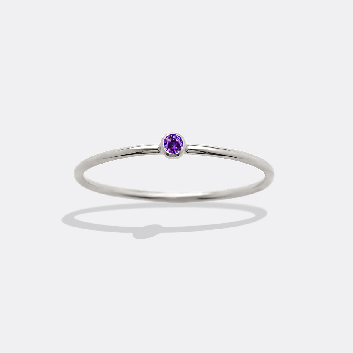 Minimalist Bezel-Set June Birthstone Stacking Band