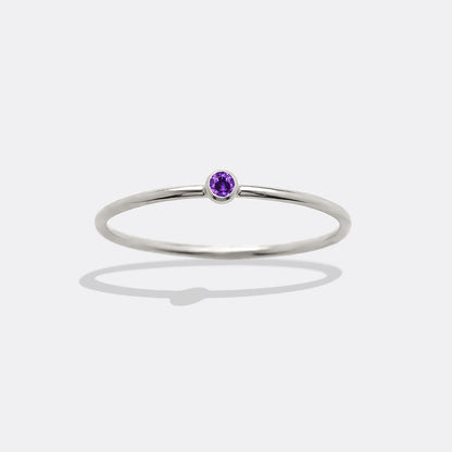 Minimalist Bezel-Set June Birthstone Stacking Band