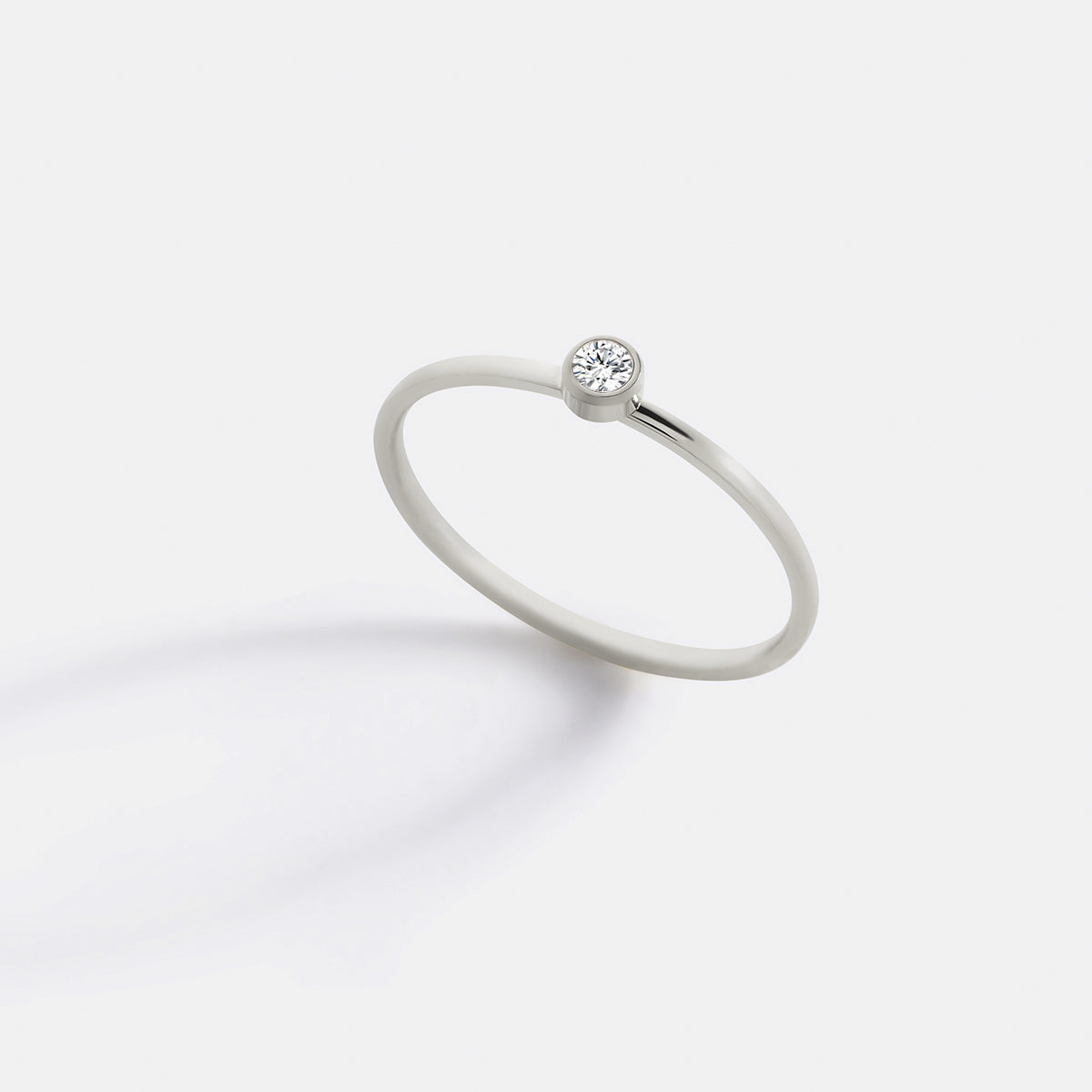 Minimalist Bezel-Set April Birthstone Stacking Band