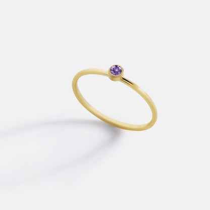 Minimalist Bezel-Set February Birthstone Stacking Band