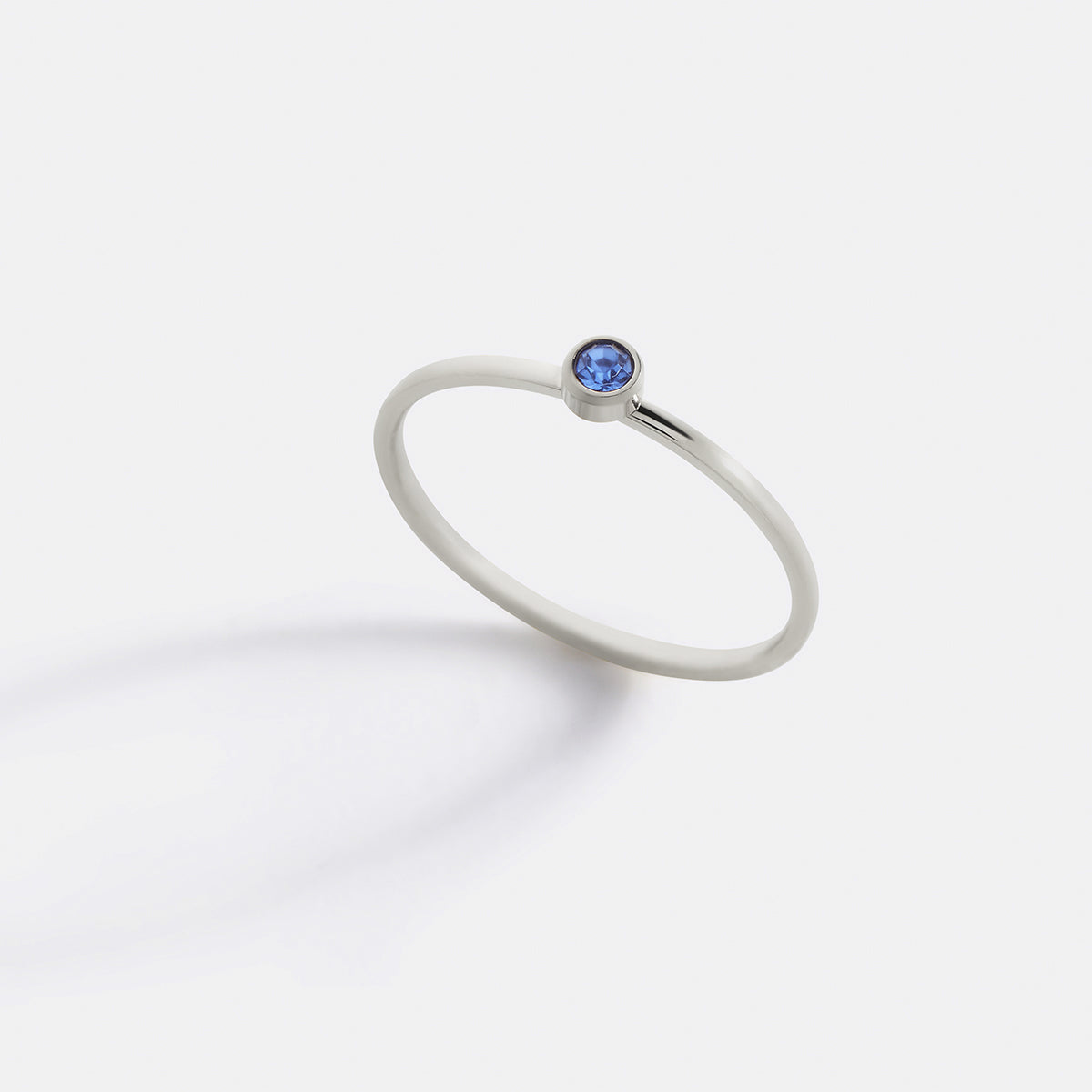 Minimalist Bezel-Set December Birthstone Stacking Band