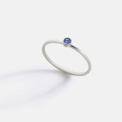 Minimalist Bezel-Set December Birthstone Stacking Band