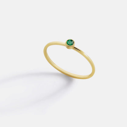 Minimalist Bezel-Set May Birthstone Stacking Band
