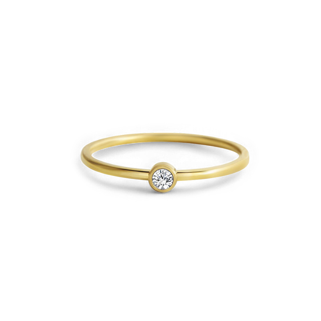 Minimalist Bezel-Set April Birthstone Stacking Band