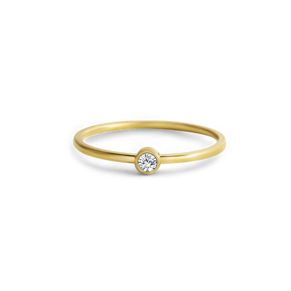 Minimalist Bezel-Set April Birthstone Stacking Band