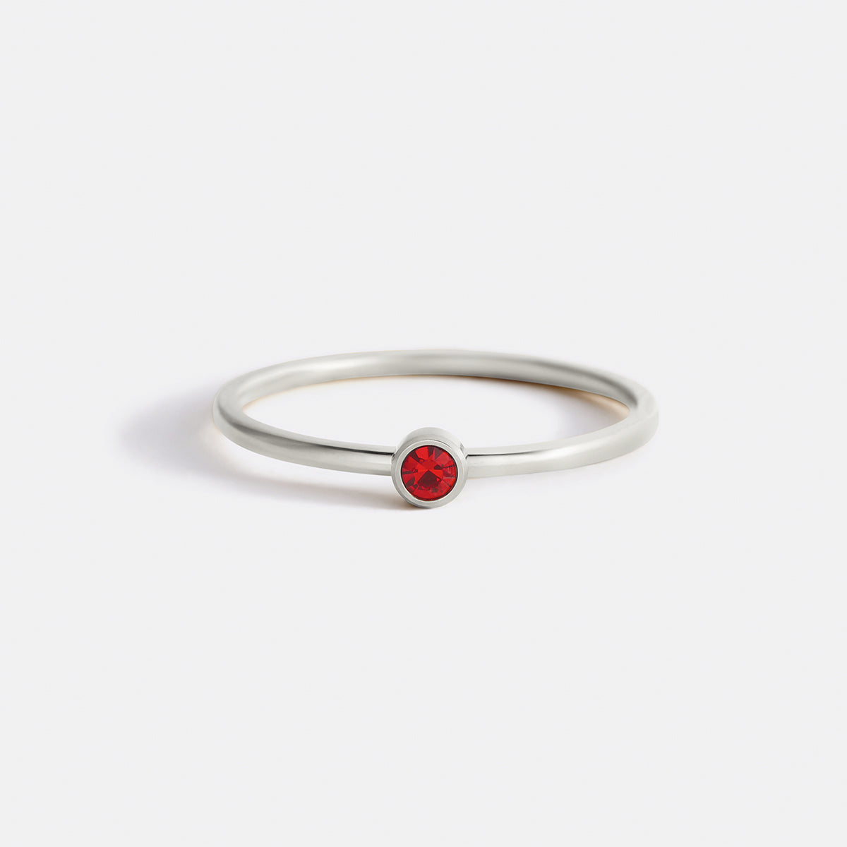 Minimalist Bezel-Set Birthstone Stacking Band