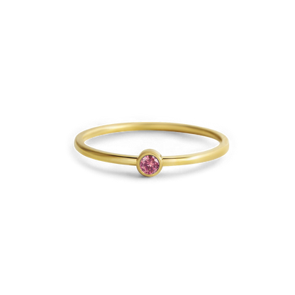 Minimalist Bezel-Set July Birthstone Stacking Band