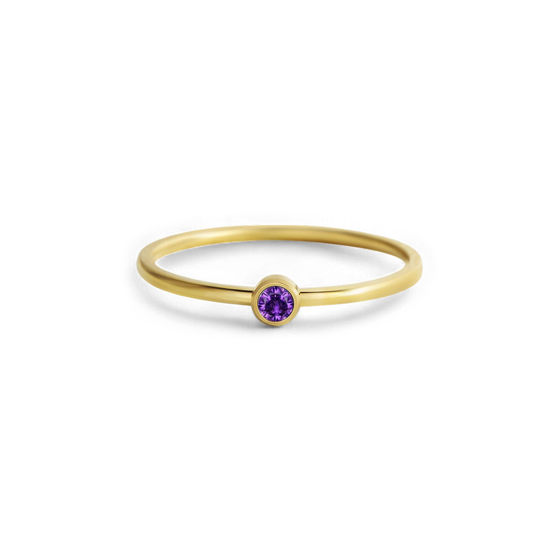 Minimalist Bezel-Set June Birthstone Stacking Band