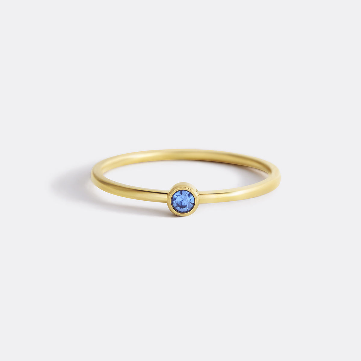 Minimalist Bezel-Set December Birthstone Stacking Band