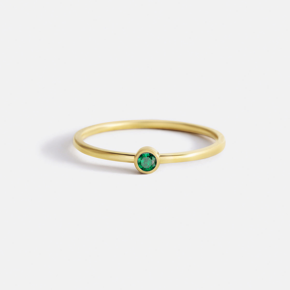 Minimalist Bezel-Set May Birthstone Stacking Band