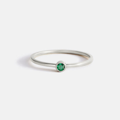Minimalist Bezel-Set May Birthstone Stacking Band