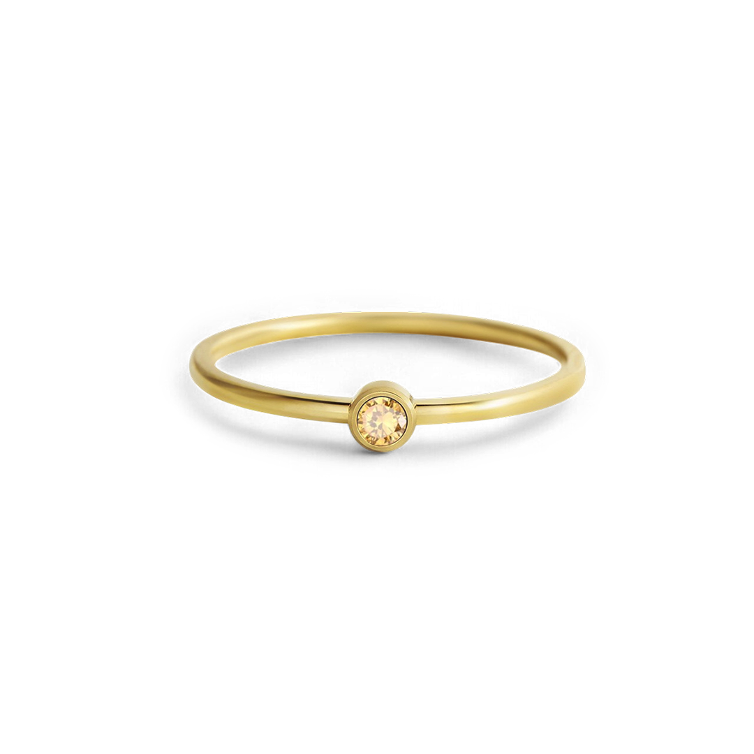 Minimalist Bezel-Set November Birthstone Stacking Band