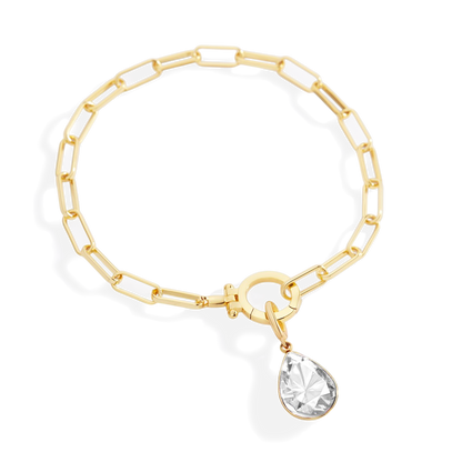 Mint Paperclip Bracelet & Teardrop Birthstone Charm