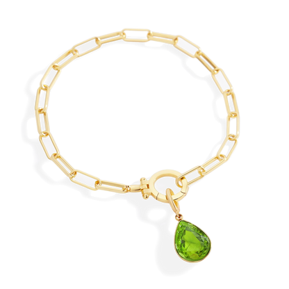 Mint Paperclip Bracelet & Teardrop Birthstone Charm