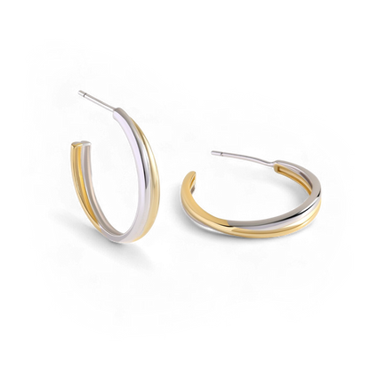 Mixed Metal Crossover Earrings