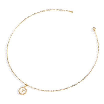 Mother of Pearl Disc Letter Necklace with Cable Chain